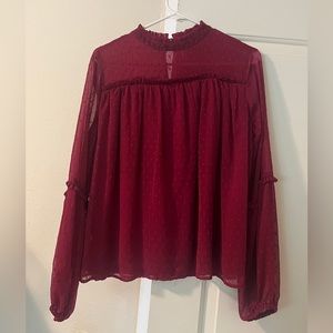 Magenta pink high neck blouse size large